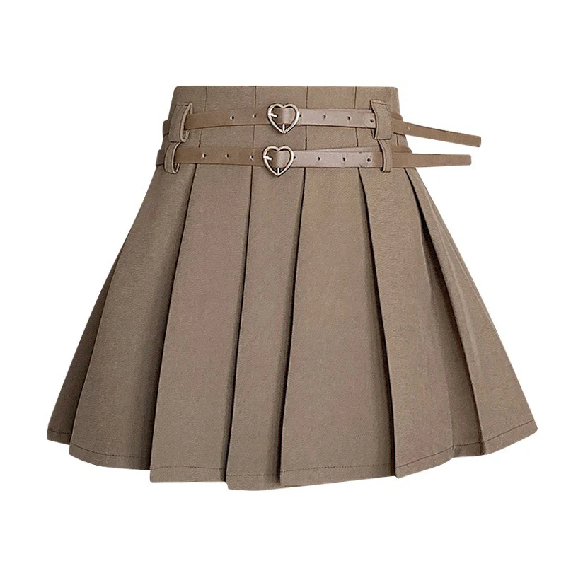 Heart Double Belt Pleated Skirt HA1466 - Image 6