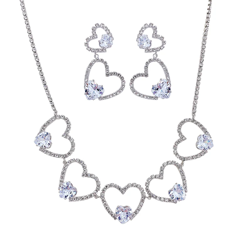 Heart necklace earrings HA0950 - Image 4