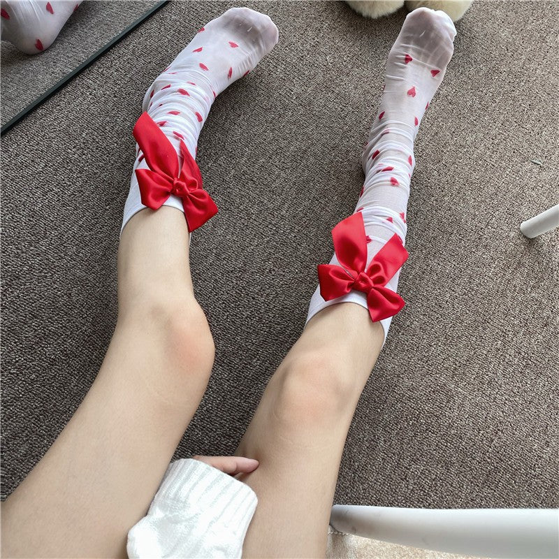 Heart red bow stockings   HA1304 - Image 4