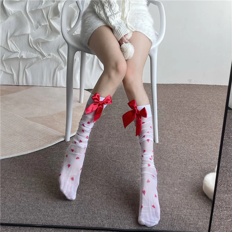 Heart red bow stockings   HA1304 - Image 5