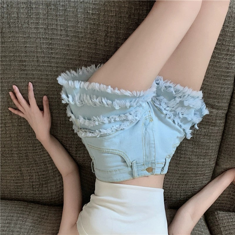 High waist denim shorts   HA2041 - Image 3