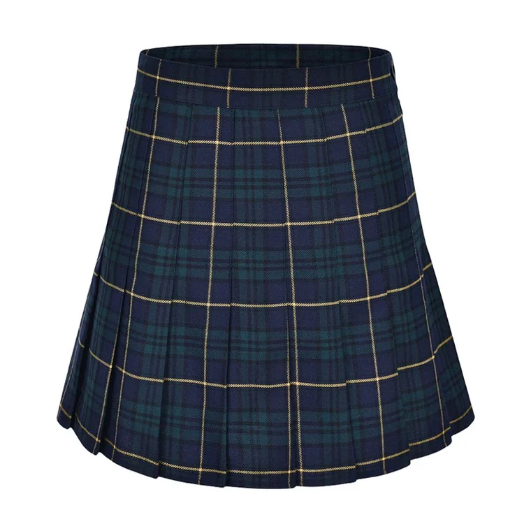 high waist slim plaid pleated skirt  HA1130 - Image 5