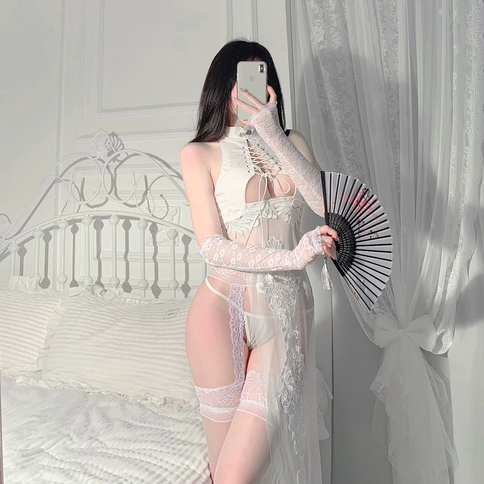 Hollow cheongsam dress HA2809 - Image 5
