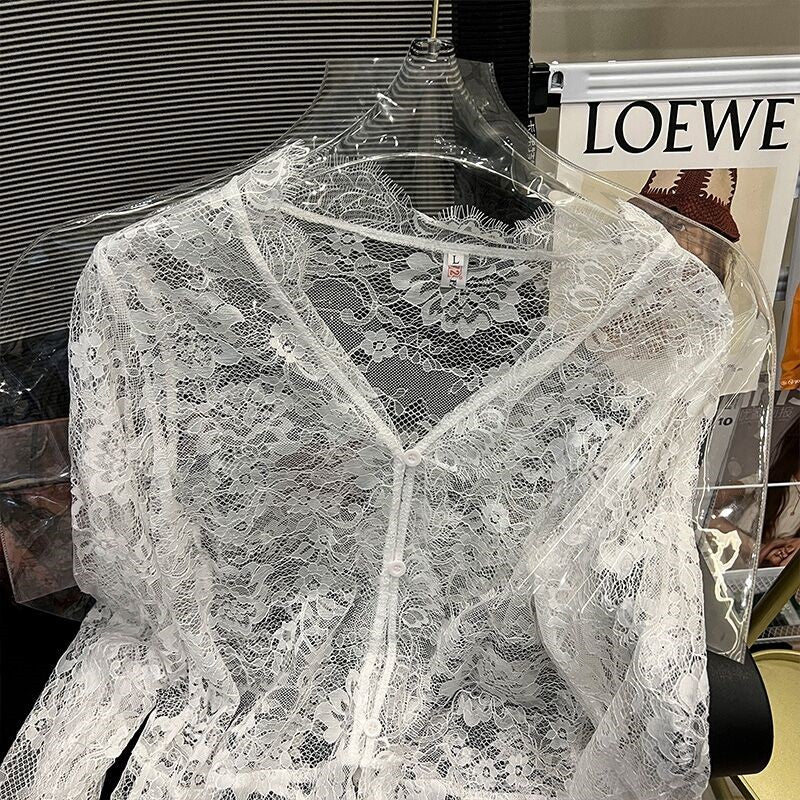 Hollow lace bottoming shirt top  HA1555 - Image 3