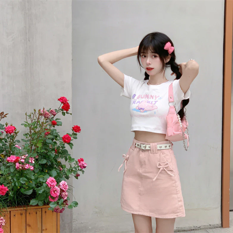 Hottie Slim Fit Big Bow T-Shirt     HA0733 - Image 4