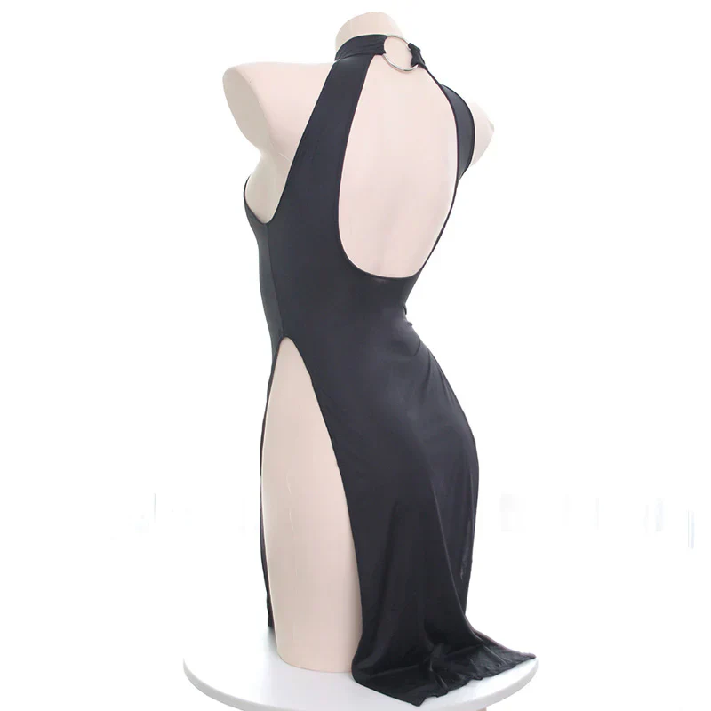 ice silk slit dress HA2369 - Image 4