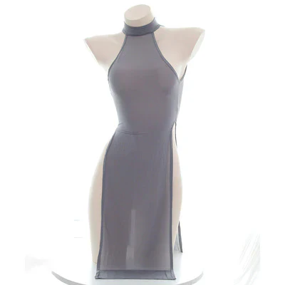 ice silk slit dress HA2369 - Image 6