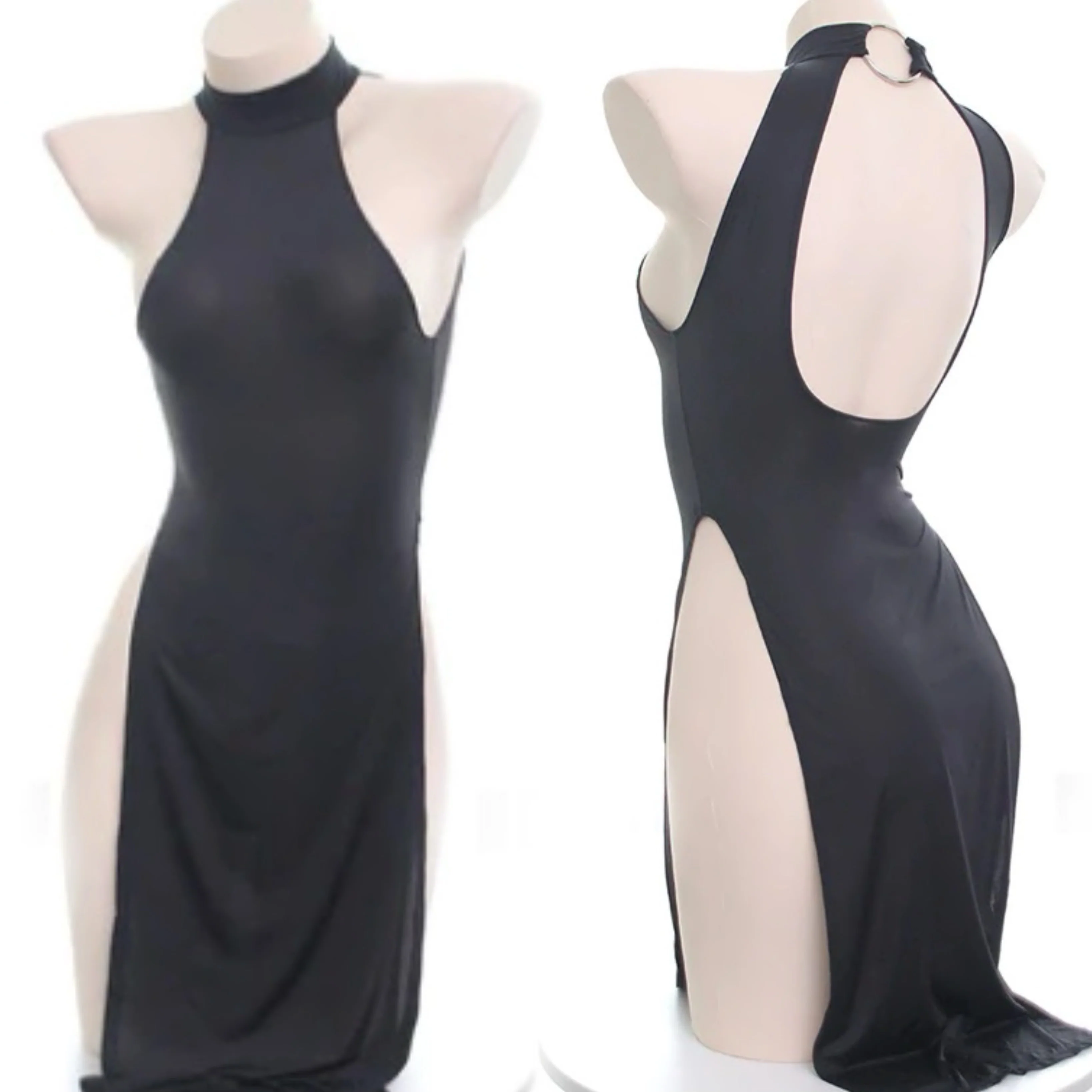 ice silk slit dress HA2369 - Image 8
