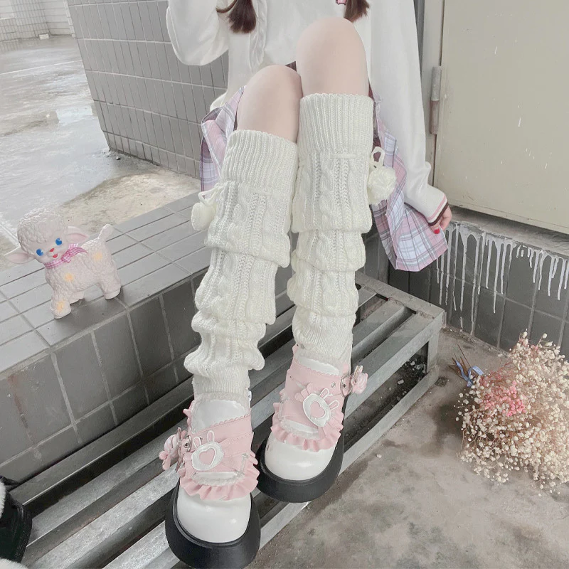 Knit plush over-the-knee socks   HA0330 - Image 3