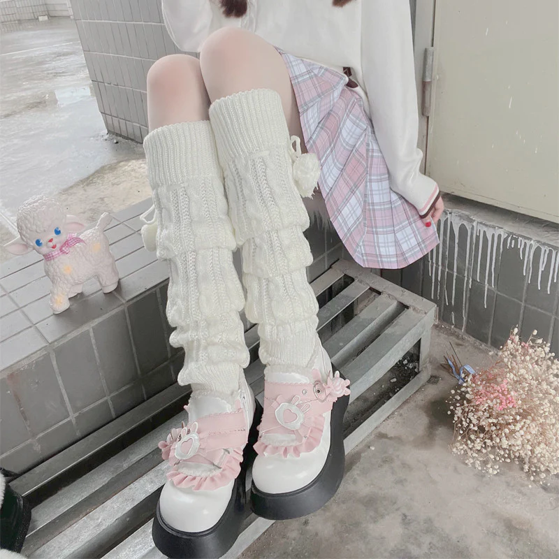 Knit plush over-the-knee socks   HA0330 - Image 4