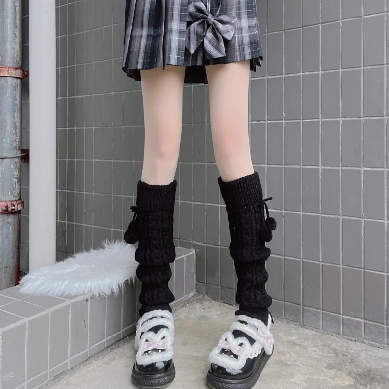 Knit plush over-the-knee socks   HA0330 - Image 5