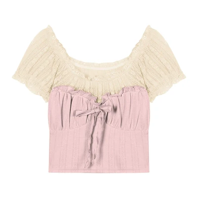 Knitted Lace Top A-Line Skirt Sweet Two-piece Set   HA2024 - Image 8
