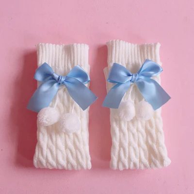 Knitted lolita furball bow socks  HA0734 - Image 8