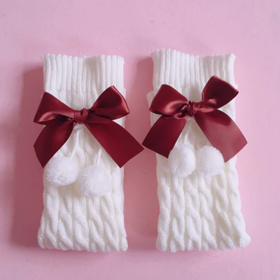 Knitted lolita furball bow socks  HA0734 - Image 9