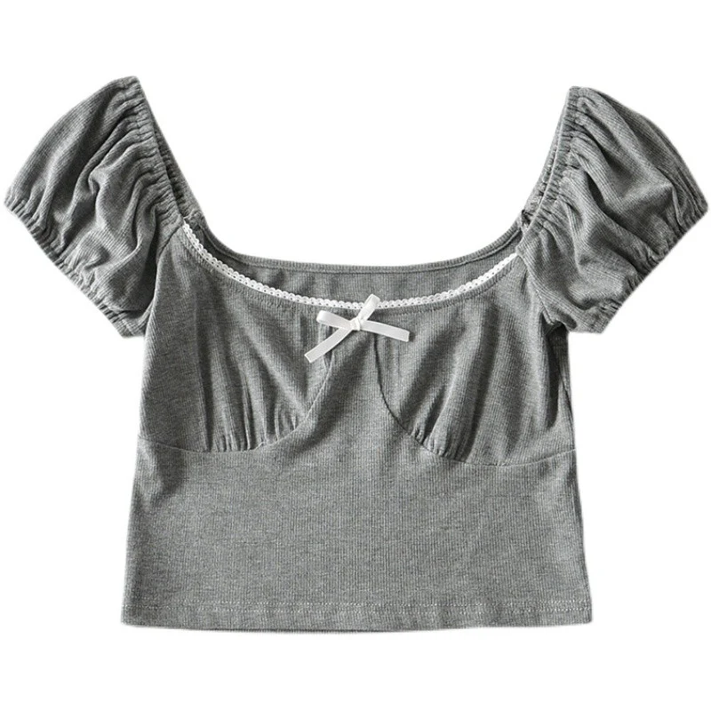 Lace bow short-sleeved T-shirt HA1295 - Image 6