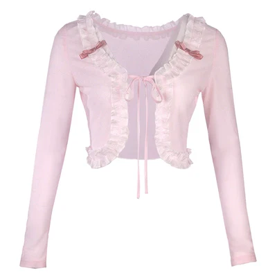 Lace Bow Sunscreen Cardigan Chiffon Sweater HA1918 - Image 6