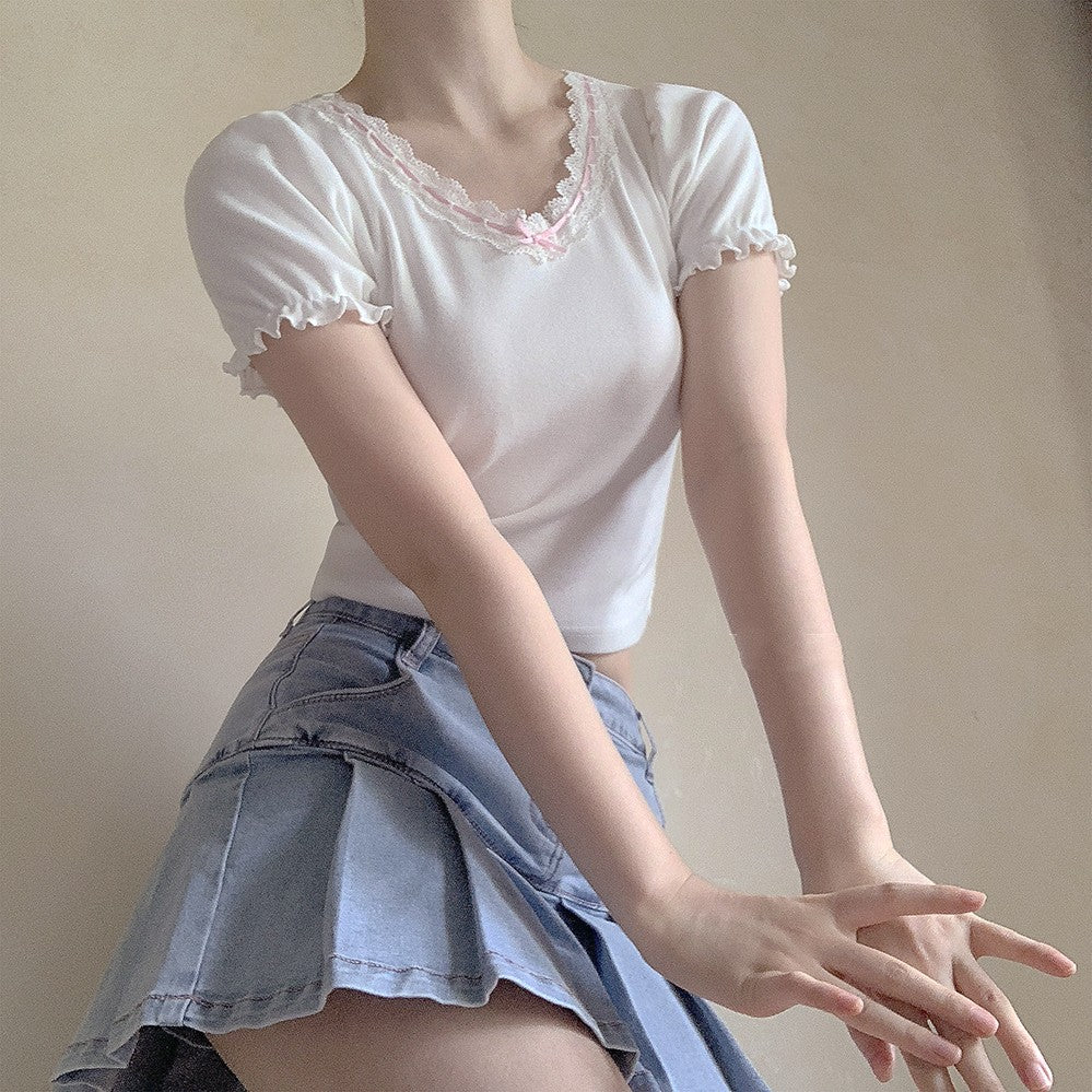 Lace Butterfly Fit T-Shirt Top  HA1392 - Image 2