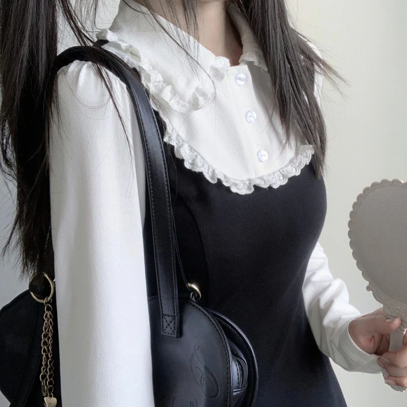 Lace collar color block dress   HA1453 - Image 3