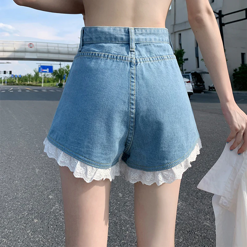 Lace Denim Shorts HA1010 - Image 2