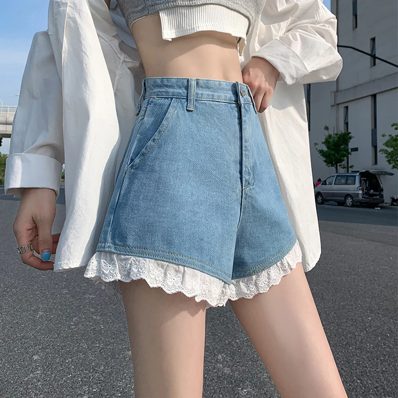 Lace Denim Shorts HA1010 - Image 3