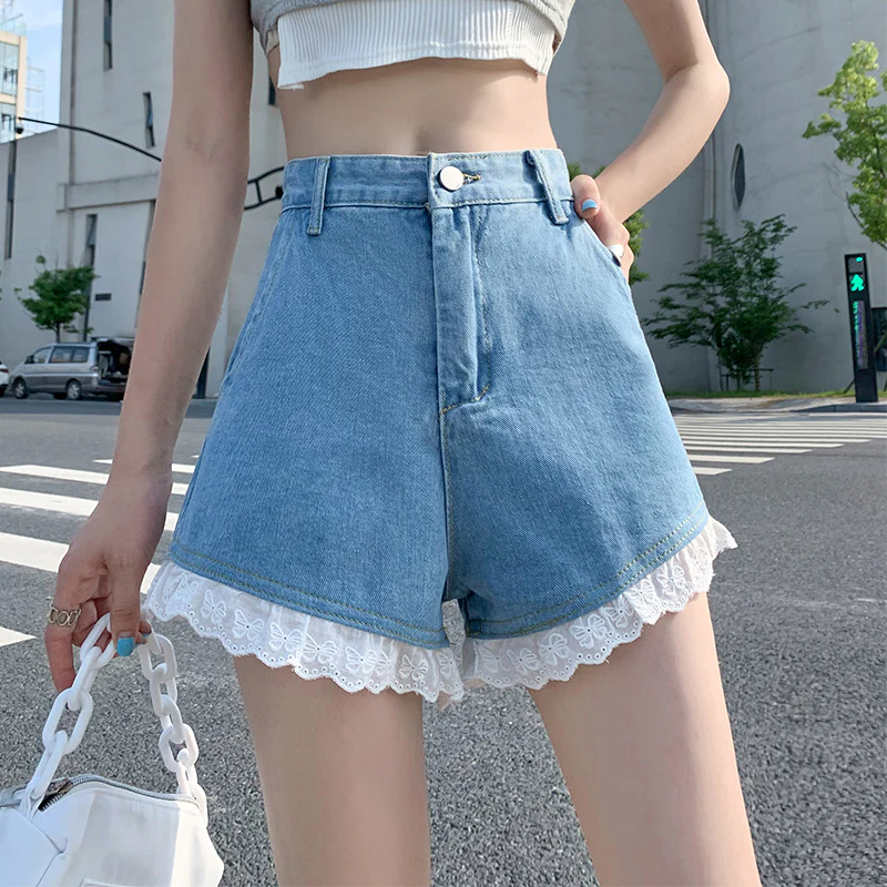 Lace Denim Shorts HA1010 - Image 4
