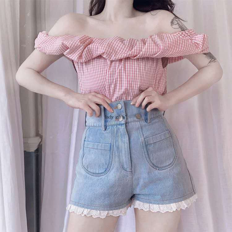 Lace Denim angle Skirt HA1004 - Image 2