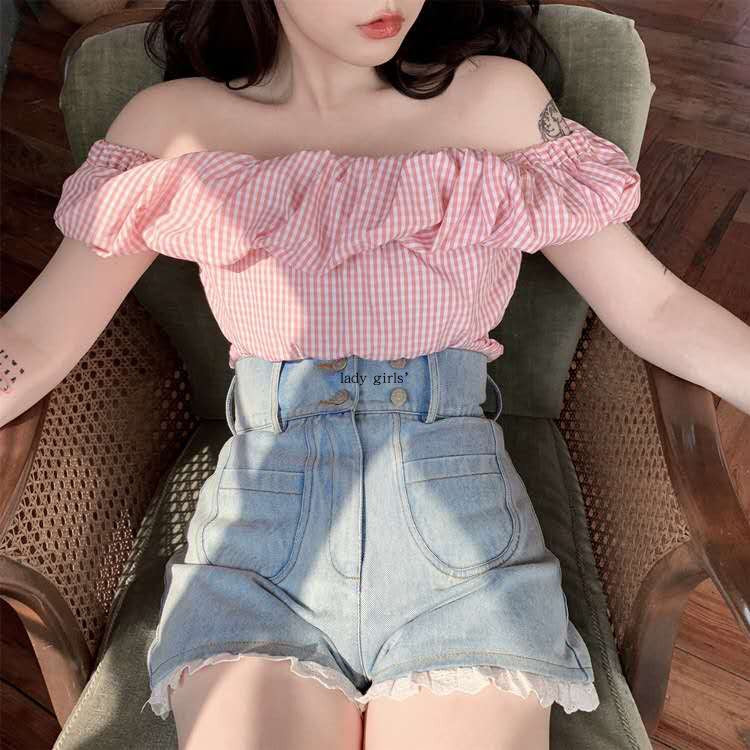 Lace Denim angle Skirt HA1004 - Image 3