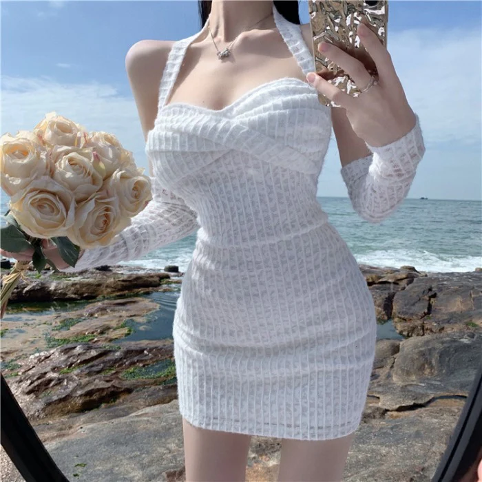 Lace halterneck dress + sleeves HA2254 - Image 3