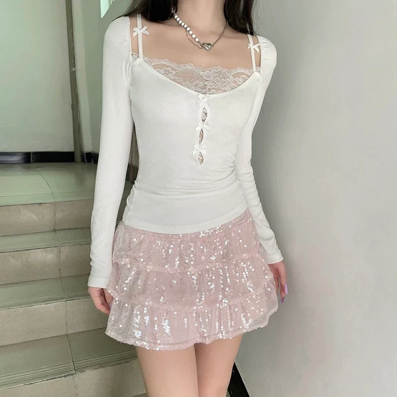 Lace knitted long sleeve T-shirt HA2607 - Image 4