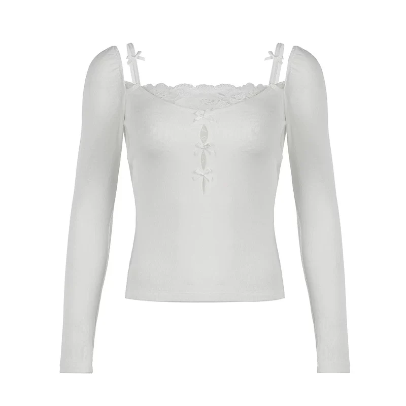 Lace knitted long sleeve T-shirt HA2607 - Image 5