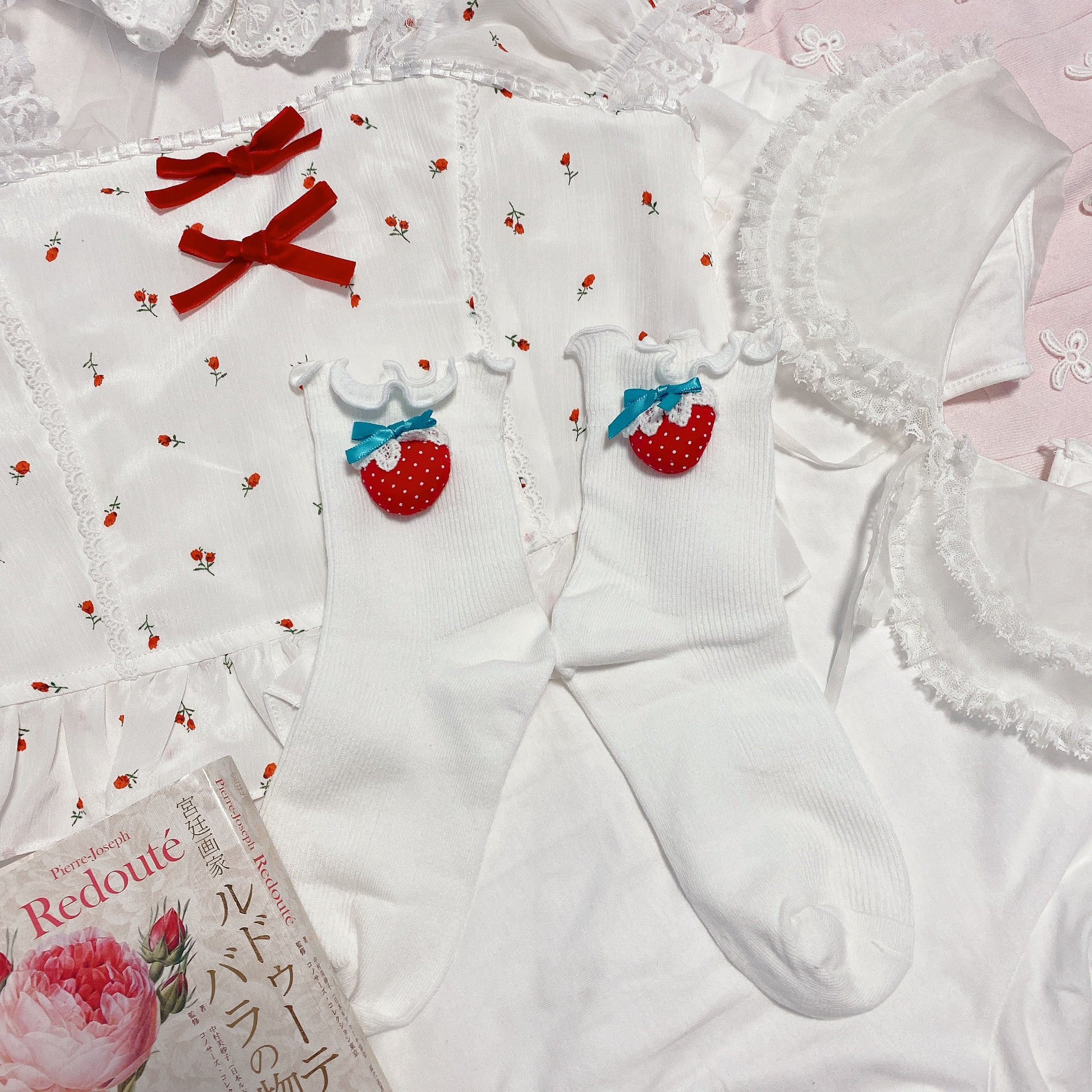 Lace lace bow cute girly socks HA0753 - Image 2