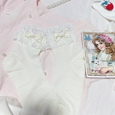 Lace lace bow cute girly socks HA0753 - Image 6