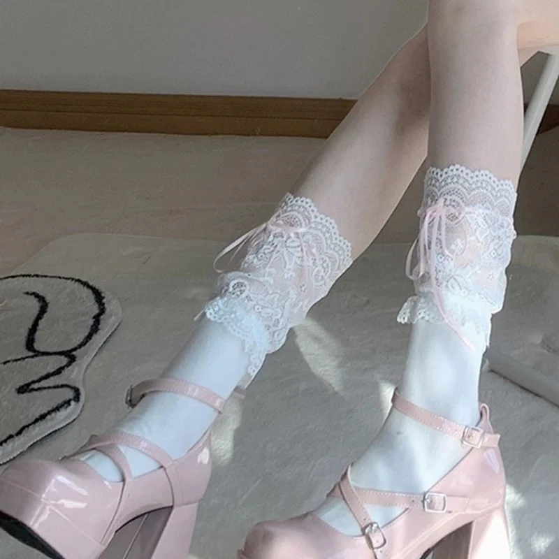 Lace Sweet Calf Socks   HA1861 - Image 4