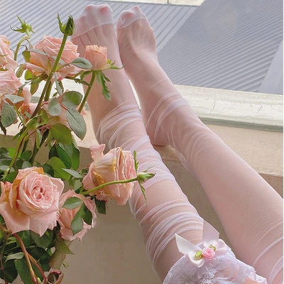 Lace Translucent Over-the-Knee Socks    HA0531 - Image 2