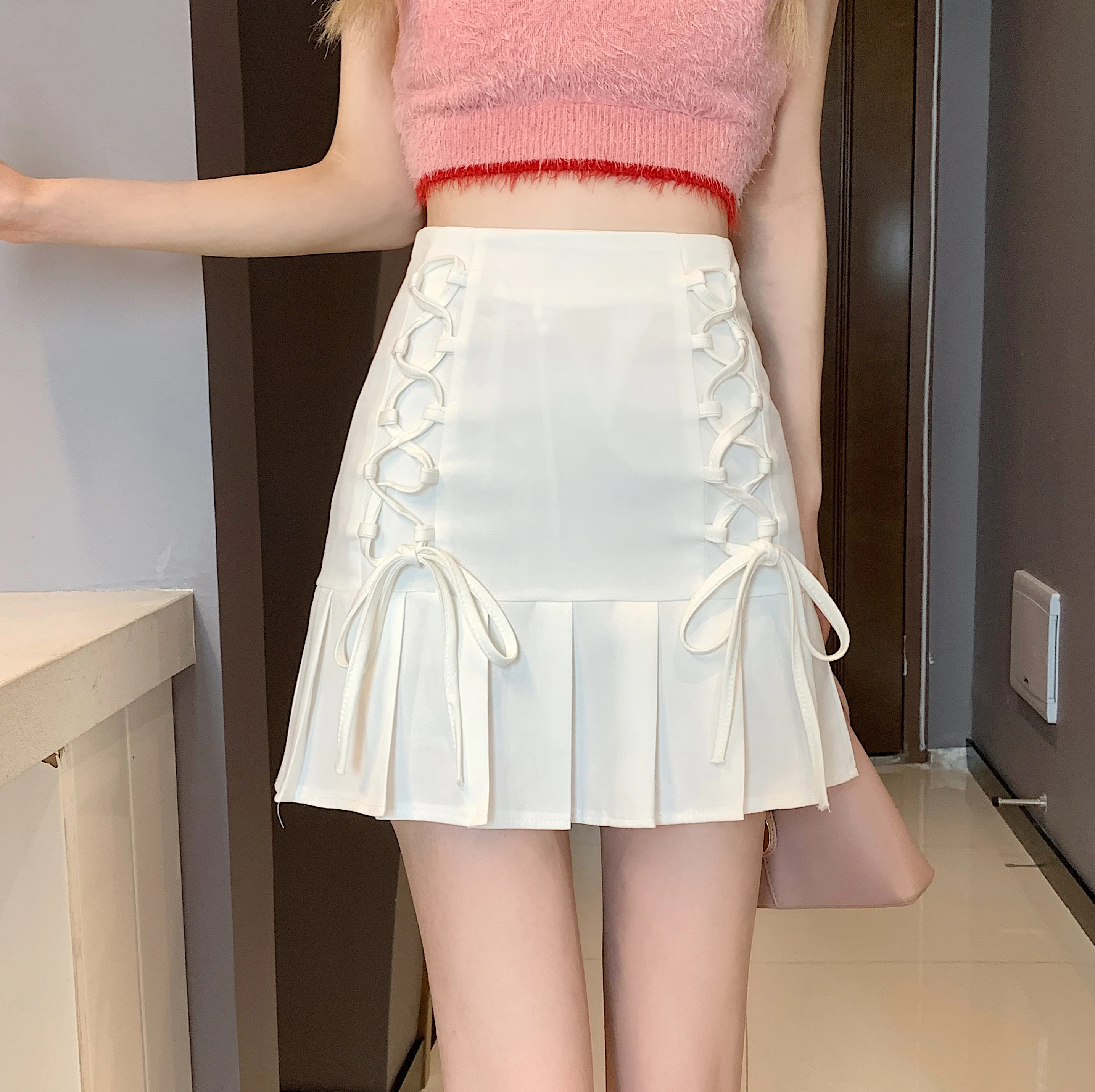 Lace-up pleated skirt HA0964 - Image 4