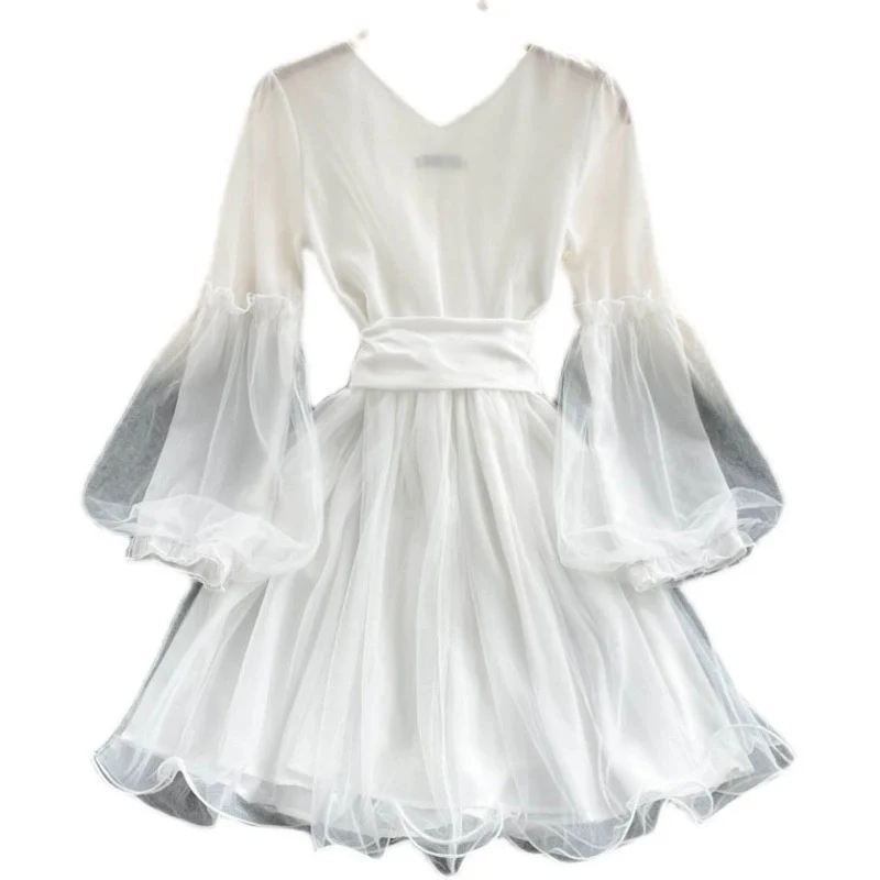 Lace V-neck waist dress HA2460 - Image 5