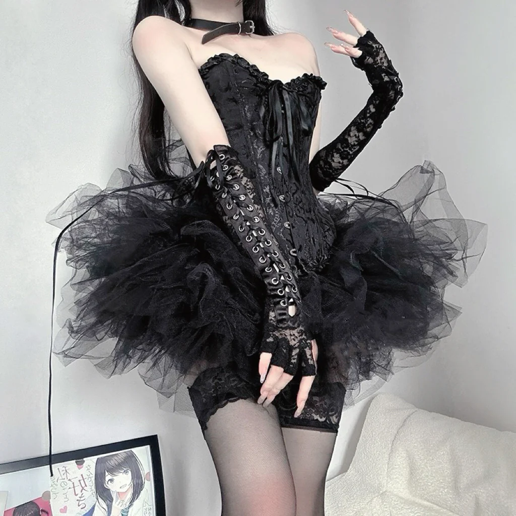 Lace vest tutu skirt suit HA2304 - Image 2