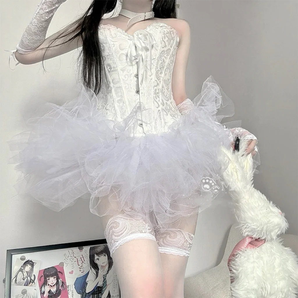 Lace vest tutu skirt suit HA2304 - Image 3
