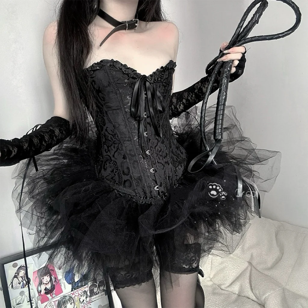 Lace vest tutu skirt suit HA2304 - Image 4