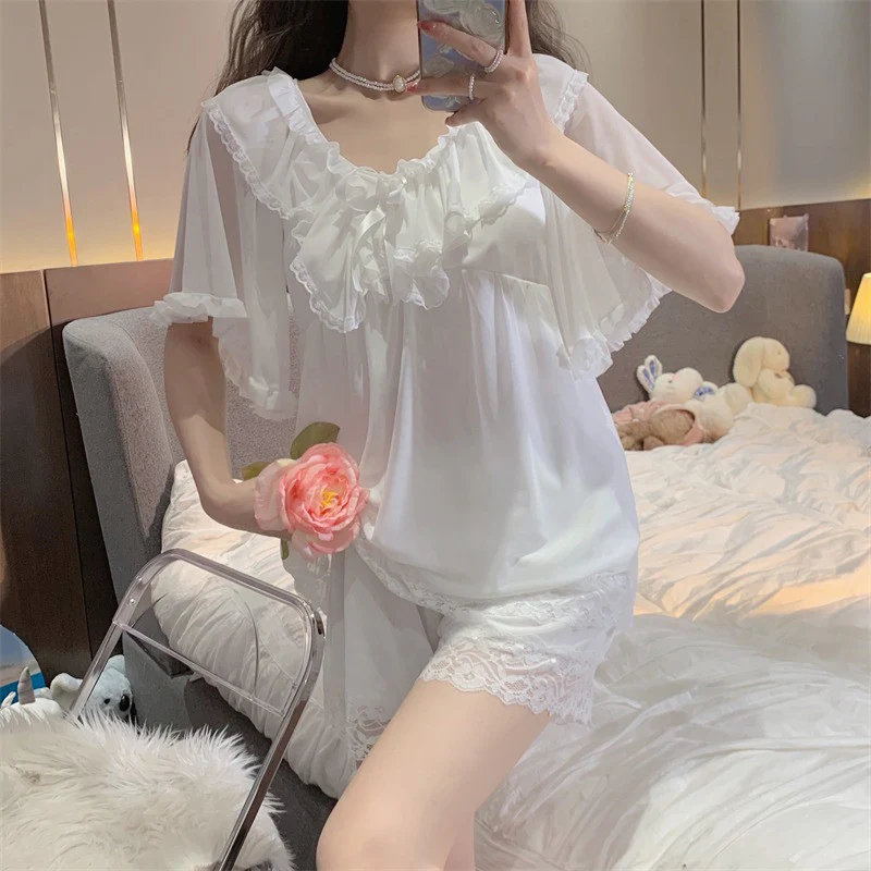Lce Silk Short Sleeve Shorts Home Set HA0427 - Image 2