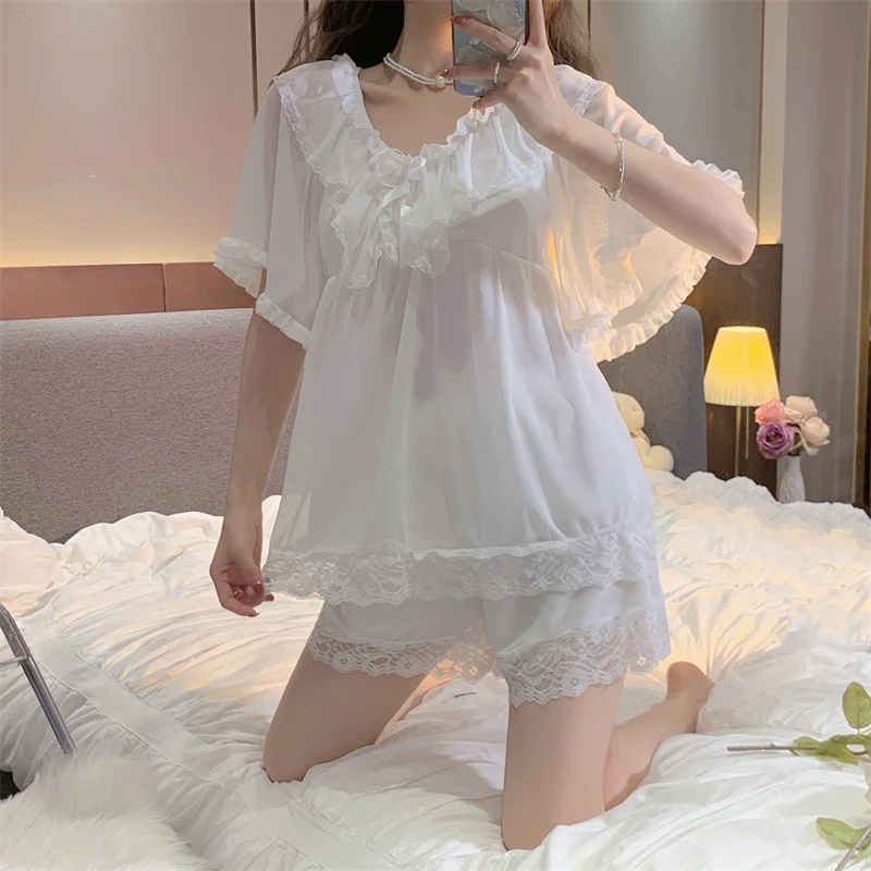 Lce Silk Short Sleeve Shorts Home Set HA0427 - Image 3