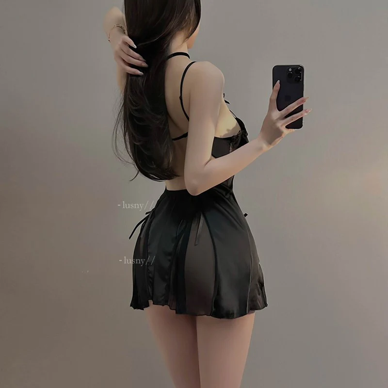 Lce silk thin suspender nightdress   HA2015 - Image 4