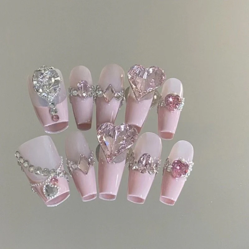 Light pink princess diamond nail art HA1922 - Image 2