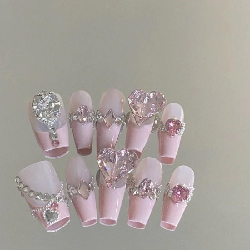 Light pink princess diamond nail art HA1922 - Image 3