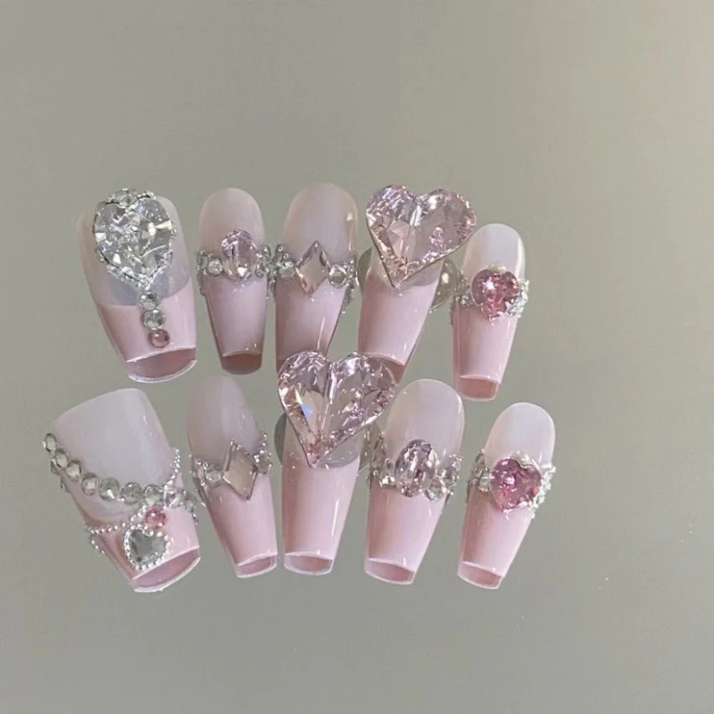 Light pink princess diamond nail art HA1922 - Image 4