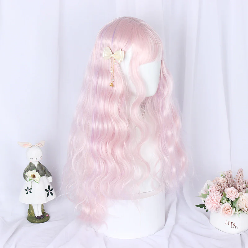 Light pink purple mixed color long curly wig   HHA1108 - Image 2