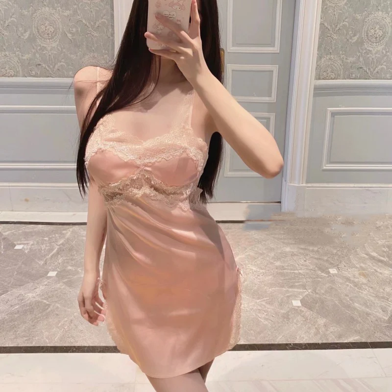Light Pink Sling Satin Nightdress HA2021 - Image 3