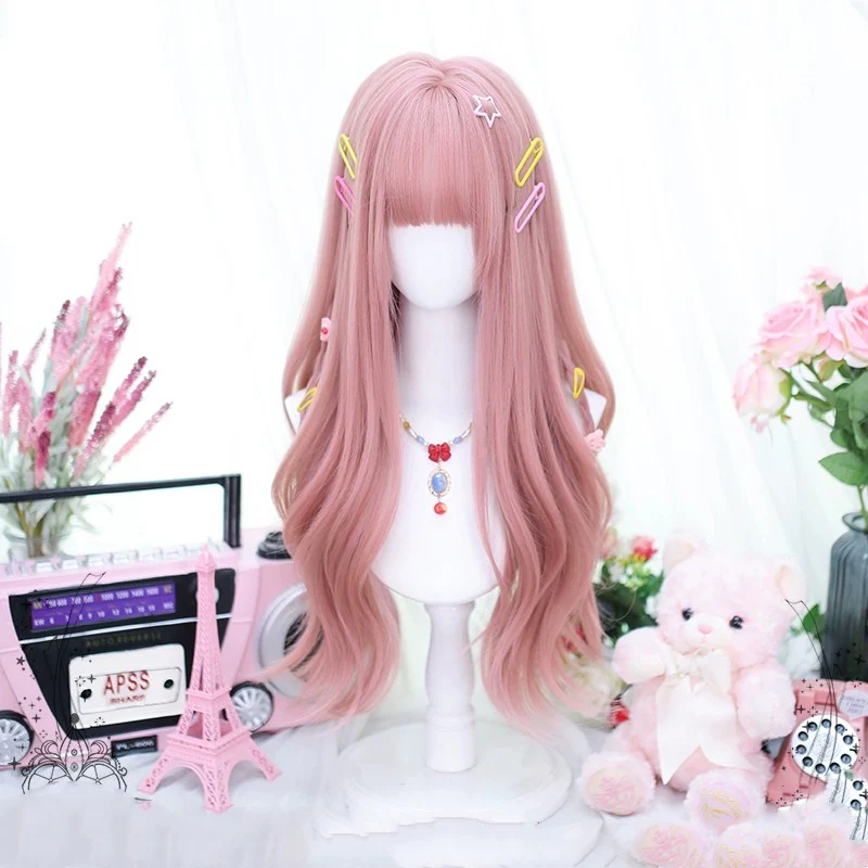 Lnternet celebrity pink girl long curly wig   HA2026 - Image 2