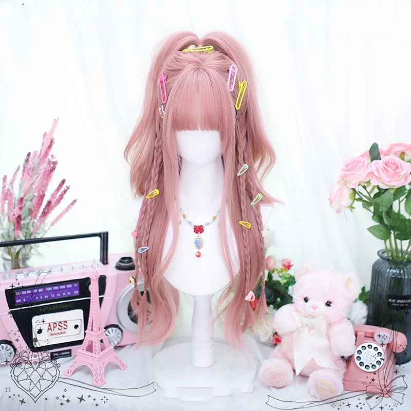 Lnternet celebrity pink girl long curly wig   HA2026 - Image 3
