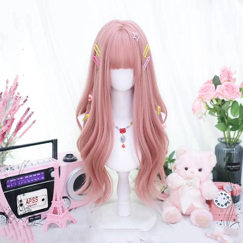 Lnternet celebrity pink girl long curly wig   HA2026 - Image 4